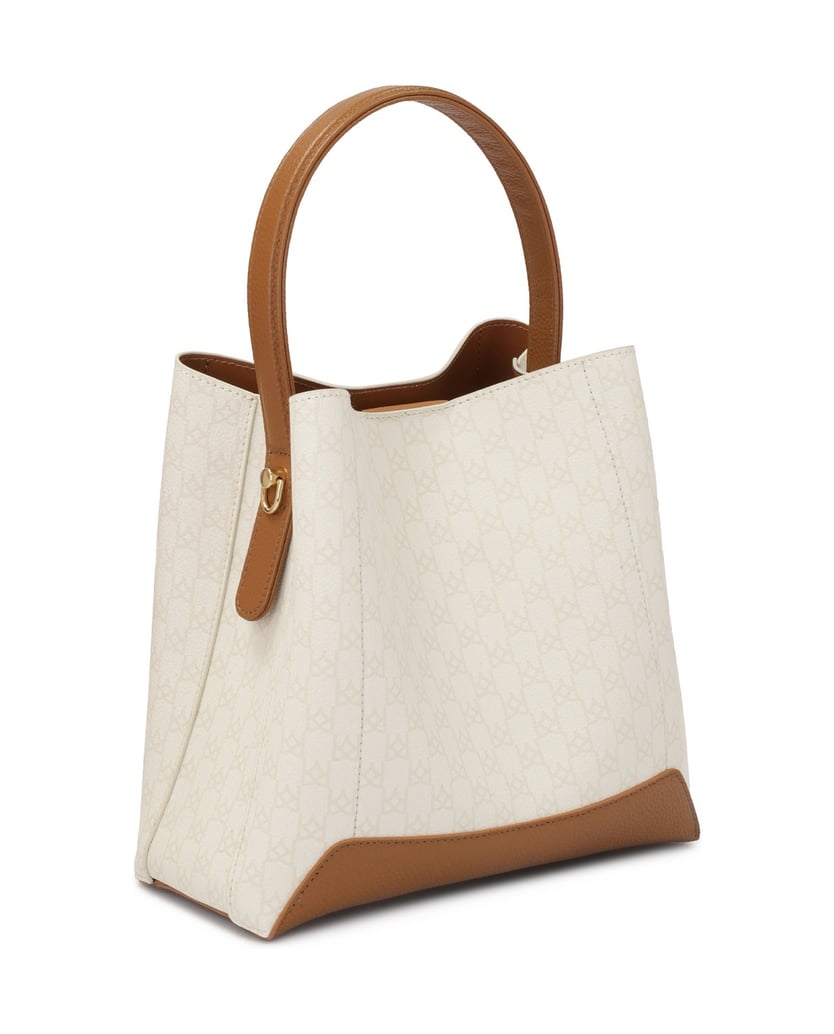 Kazar-Zweifarbige-Handtasche-mit-Druck-verziert-weiss
