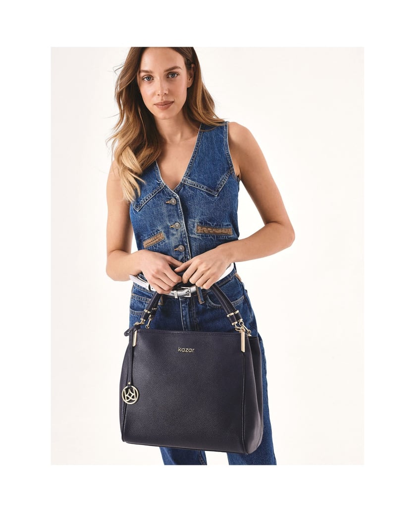 Kazar-Große-marineblaue-Handtasche-mit-Anhänger-dunkelblau