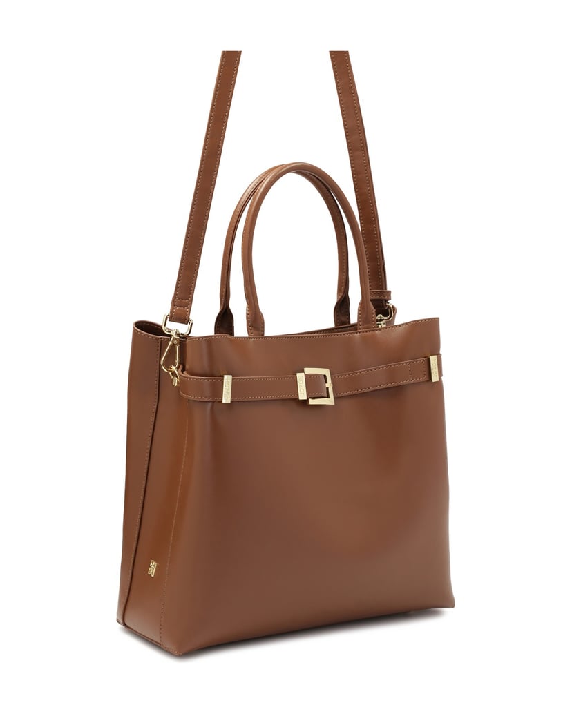 Kazar-Braune-Lederhandtasche-mit-Schnalle-braun
