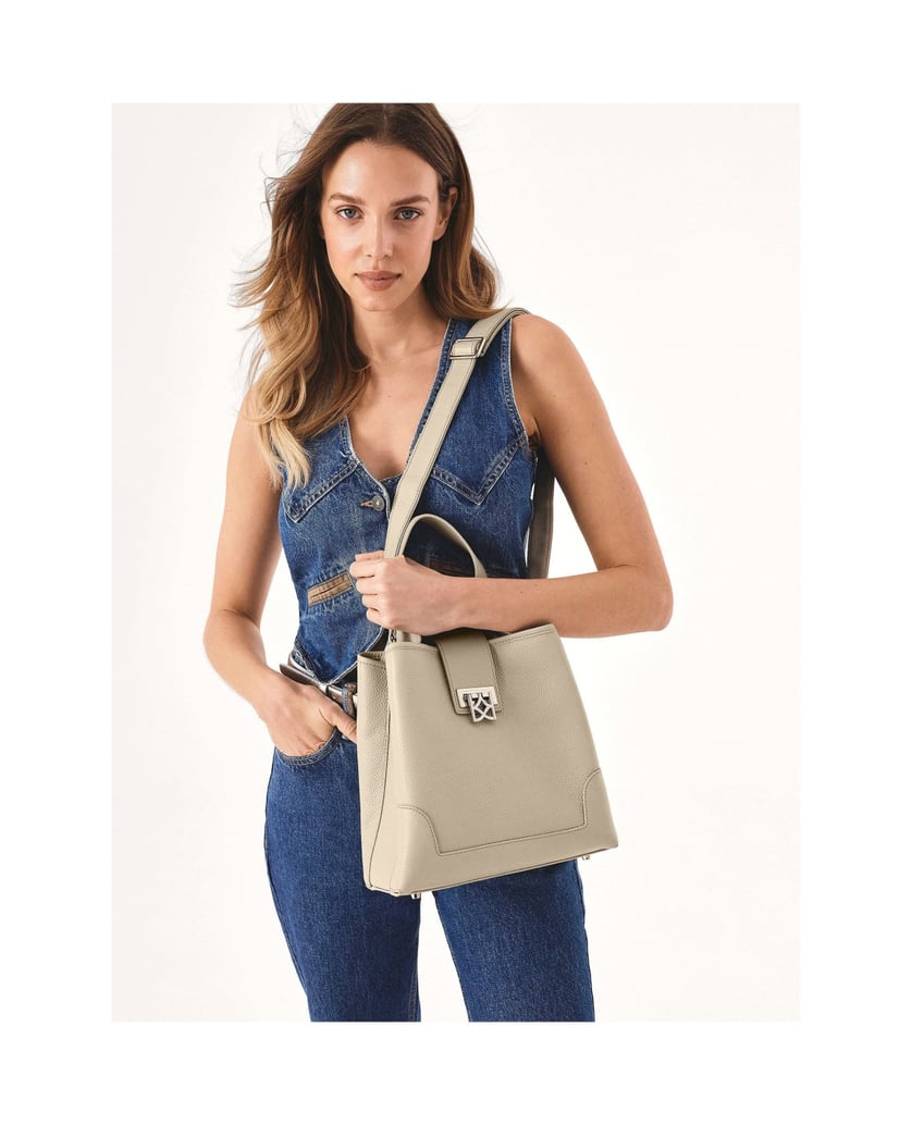 Kazar-Hellgraue-Handtasche-mit-Zierschließe-grau