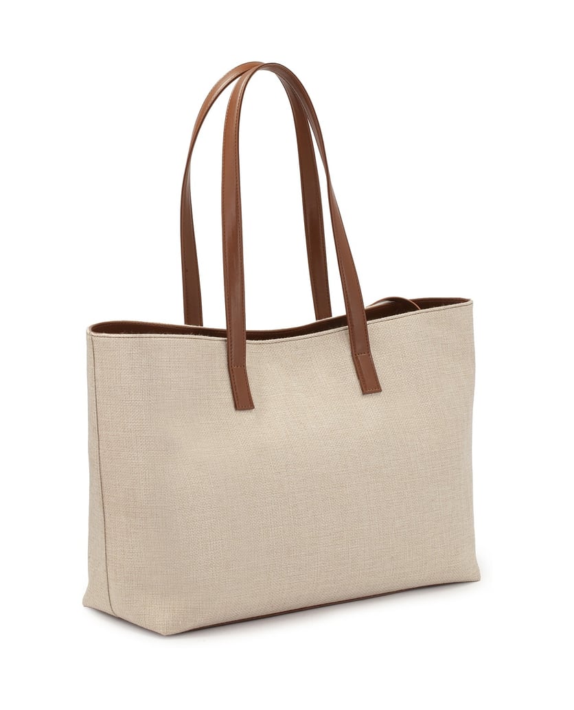 Kazar-Große-Handtasche-aus-Canvas-Stoff-und-Naturleder-beige