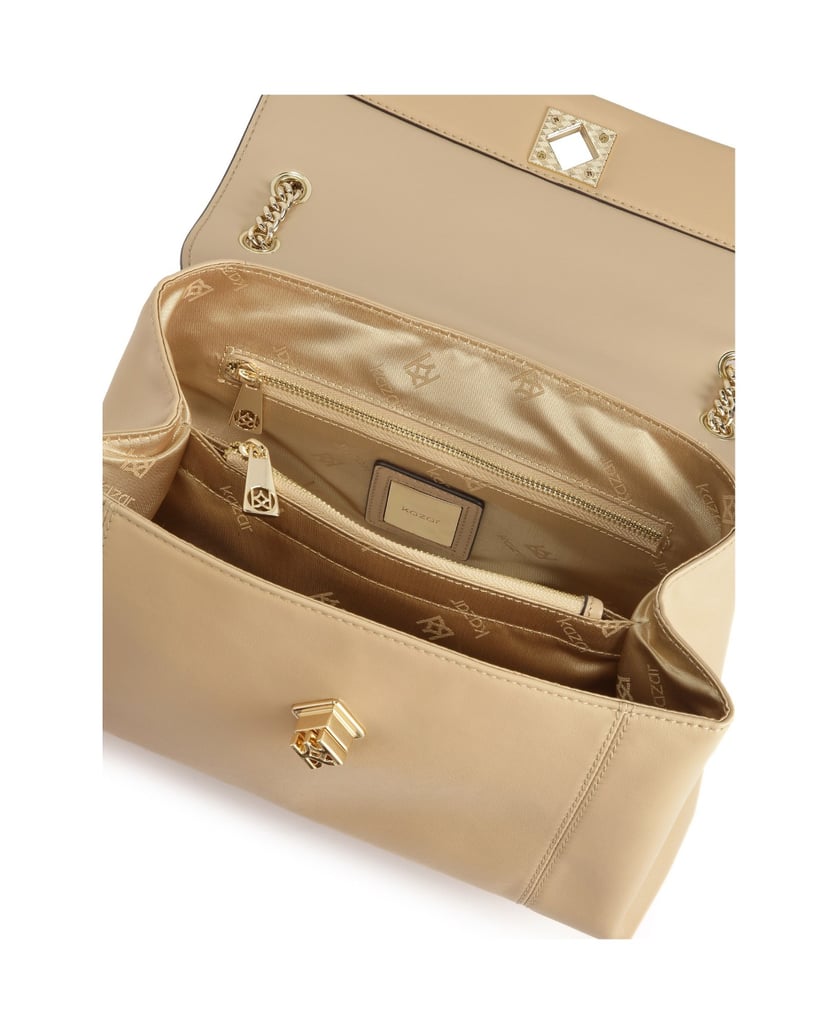 Kazar-Beige-Handtasche-mit-Klappe-beige