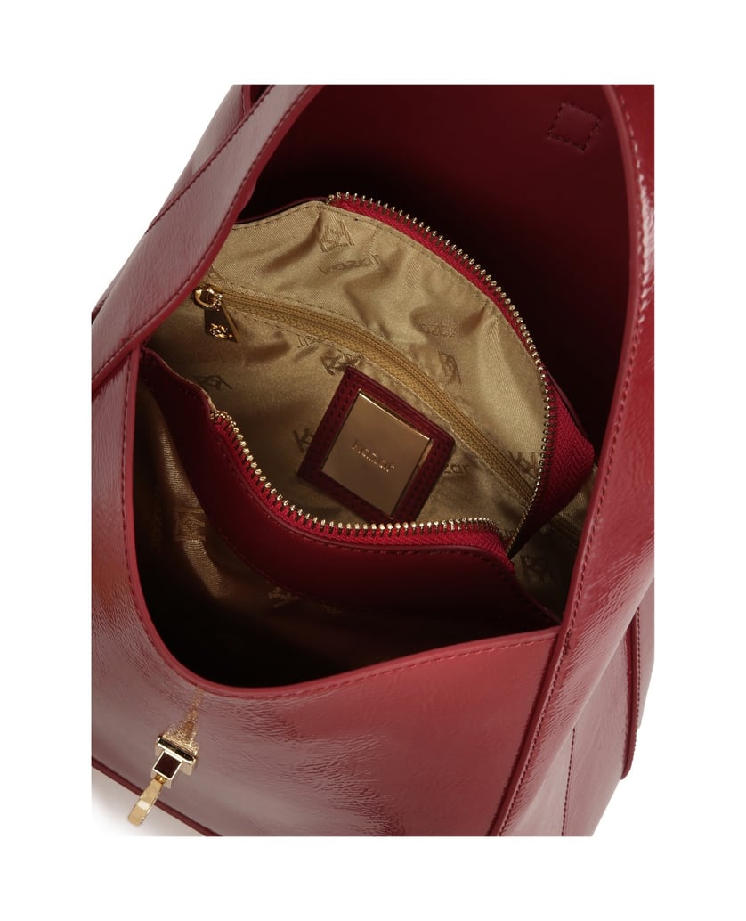 Kazar-Kastanienbraune-Handtasche-aus-geknittertem-Lackleder-rot