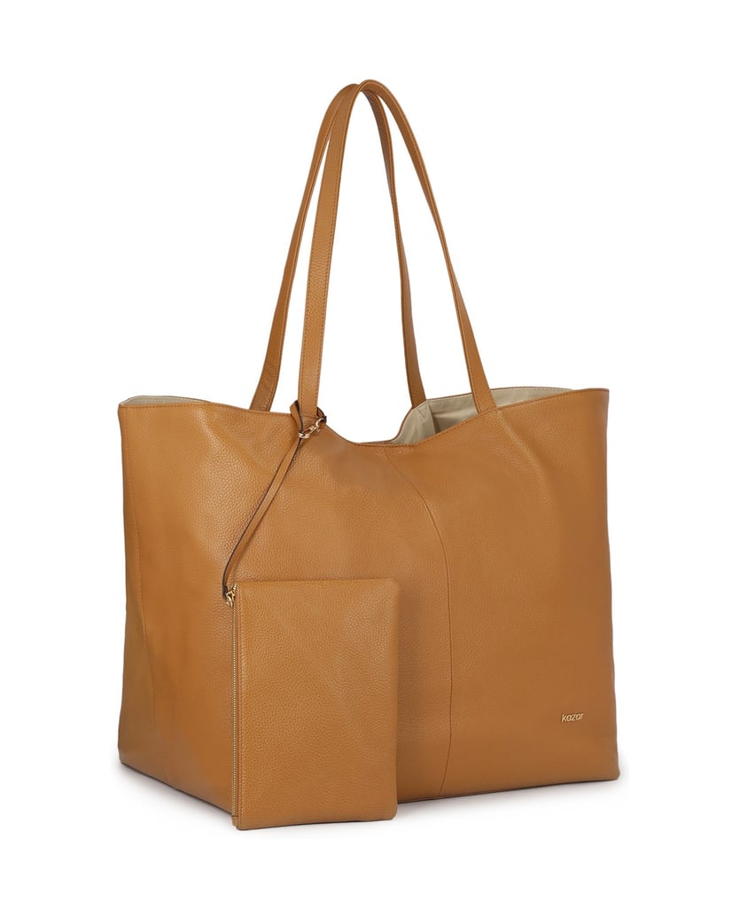 Kazar-Hellbraune-XXL-Tasche-mit-Etui-camel