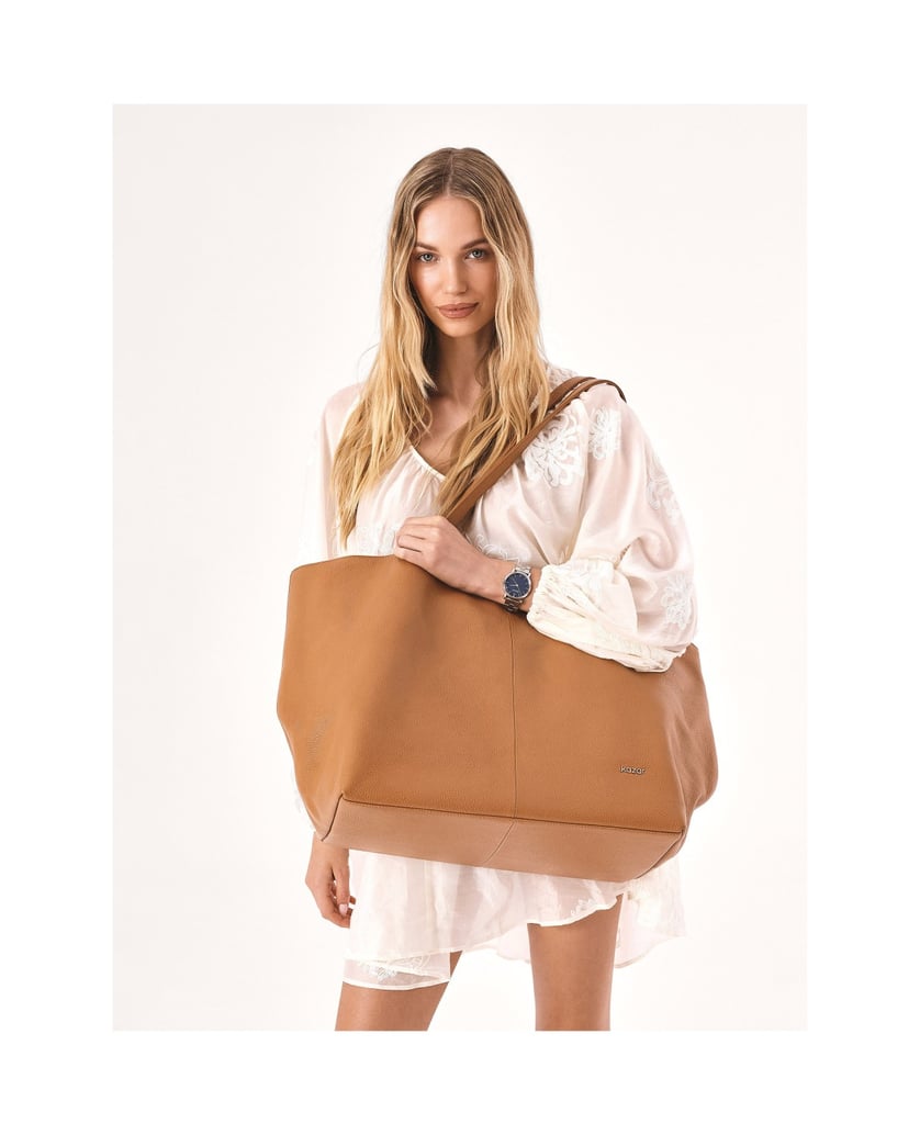 Kazar-Hellbraune-XXL-Tasche-mit-Etui-camel