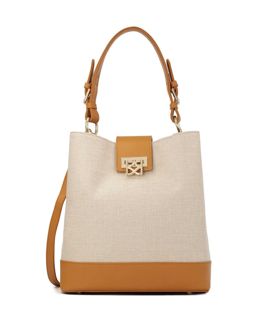 Kazar-Einzigartige-Handtasche-aus-Stoff-und-Leder-beige