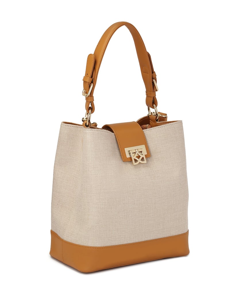 Kazar-Einzigartige-Handtasche-aus-Stoff-und-Leder-beige