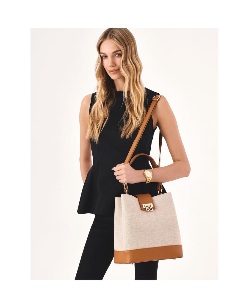 Kazar-Einzigartige-Handtasche-aus-Stoff-und-Leder-beige
