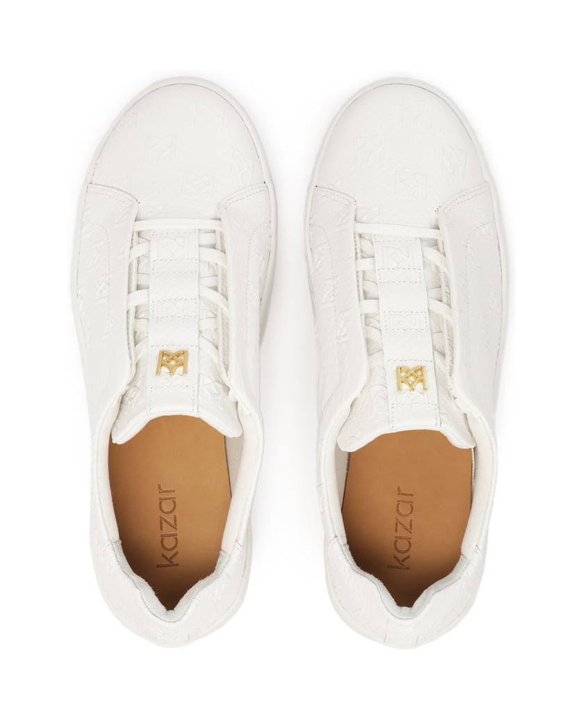 Kazar-Weiße-Turnschuhe-mit-geprägten-KAZAR-Monogrammen-weiss