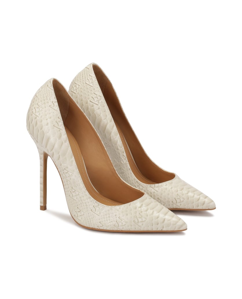 Kazar-Elegante-Pumps-mit-geprägtem-Muster-weiss