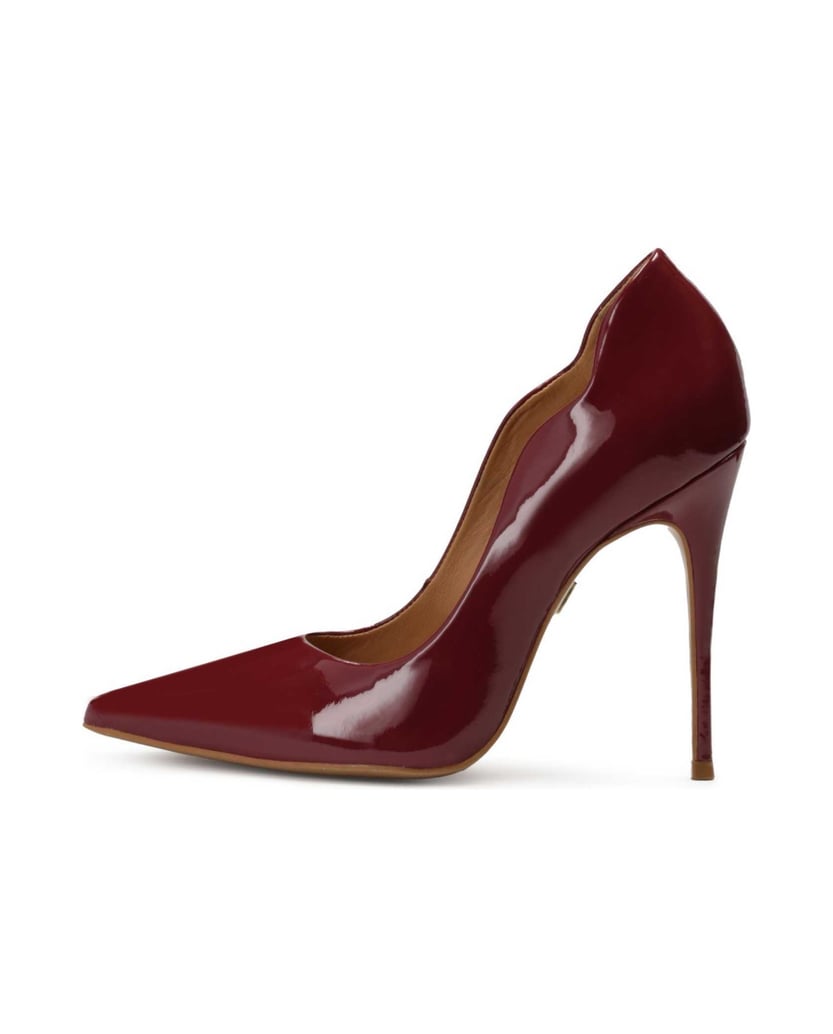 Kazar-Kastanienbraune-Pumps-mit-gerüschtem-Schaft-rot