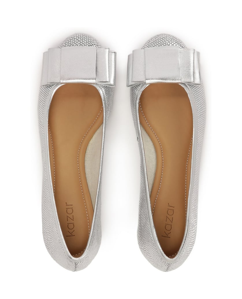 Kazar-Geprägte-Lederballerinas-in-silberner-Farbe-silber