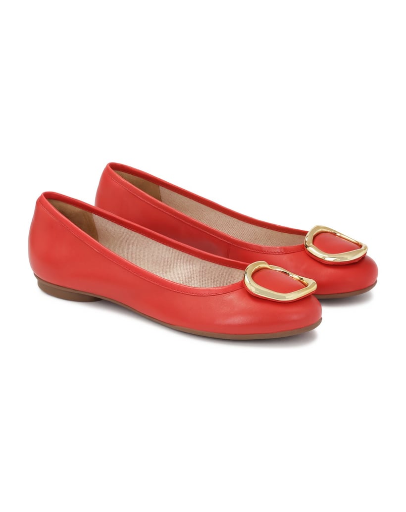 Kazar-Rote-Lederballerinas-mit-Metallakzenten-rot