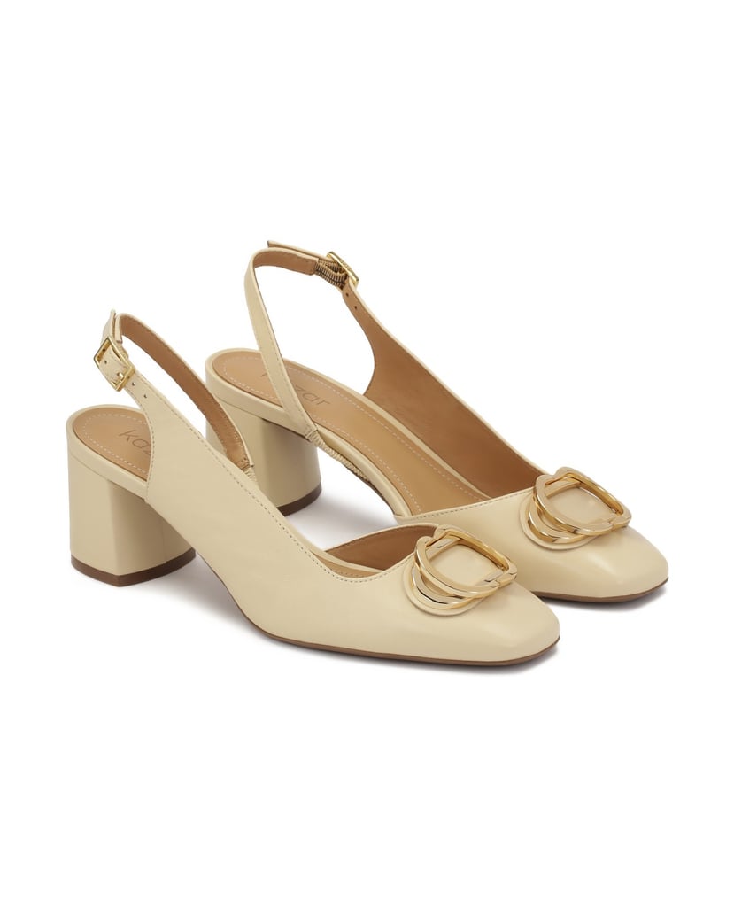 Kazar-Halboffene-Pumps-aus-Leder-hellgelb