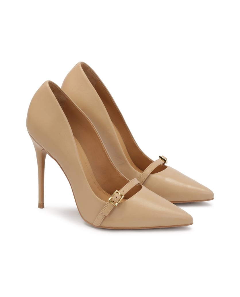 Kazar-Beigefarbene-Pumps-mit-Verzierung-auf-der-Nase-beige