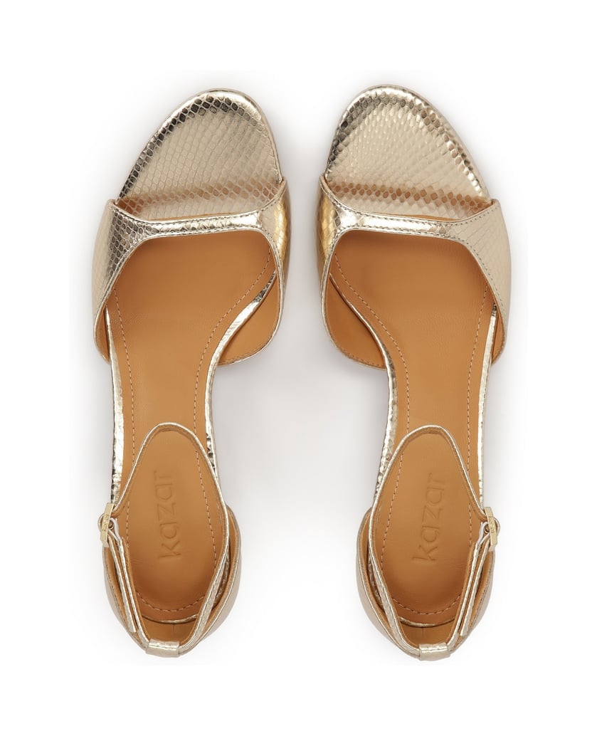 Kazar-Sandalen-aus-Leder-mit-Goldprägung-und-niedrigem-Absatz-gold