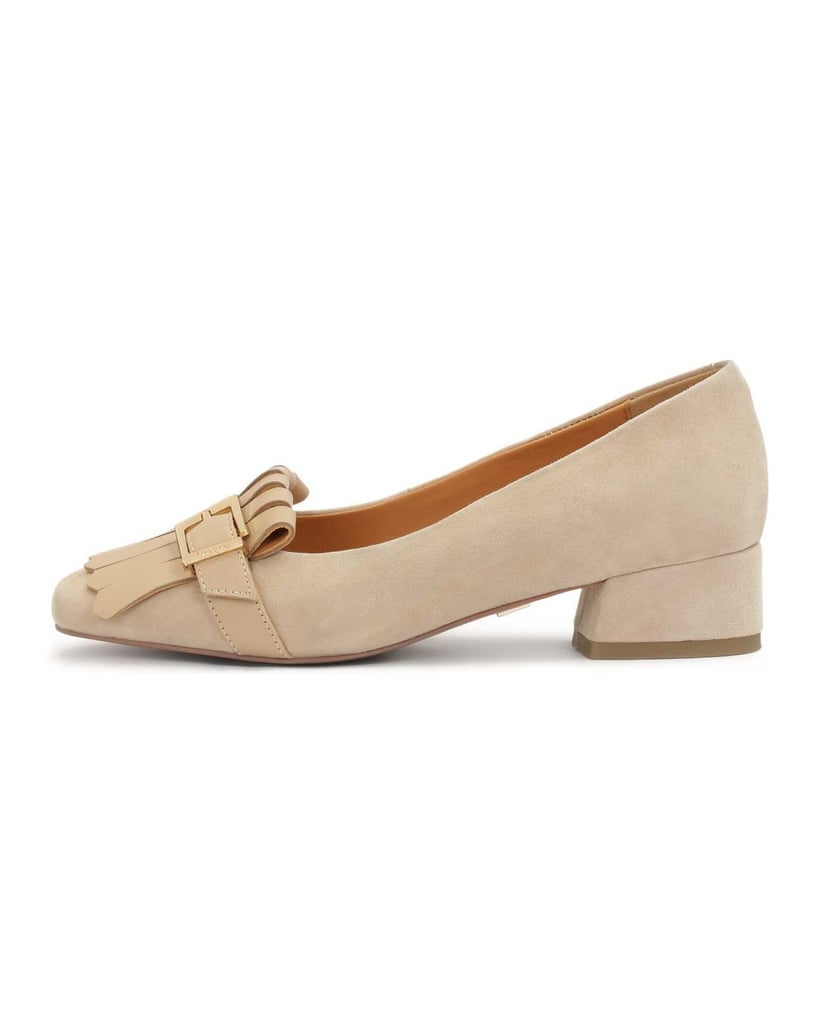 Kazar-Niedrige-Pumps-aus-Wildleder-und-Glattleder-beige