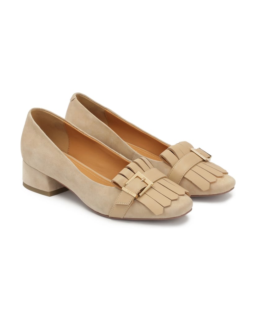 Kazar-Niedrige-Pumps-aus-Wildleder-und-Glattleder-beige
