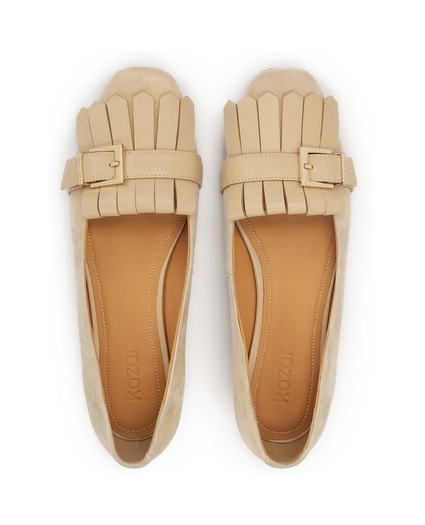 Kazar-Niedrige-Pumps-aus-Wildleder-und-Glattleder-beige