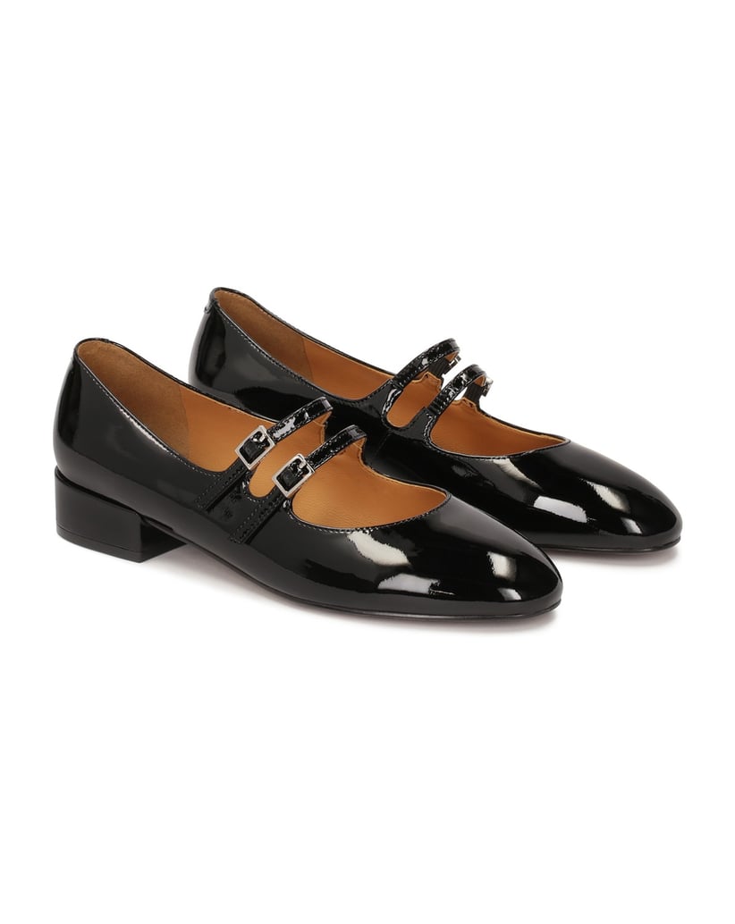 Kazar-Schwarze-Mary-Jane-Pumps-aus-Lackleder-mit-zwei-Riemen-schwarz