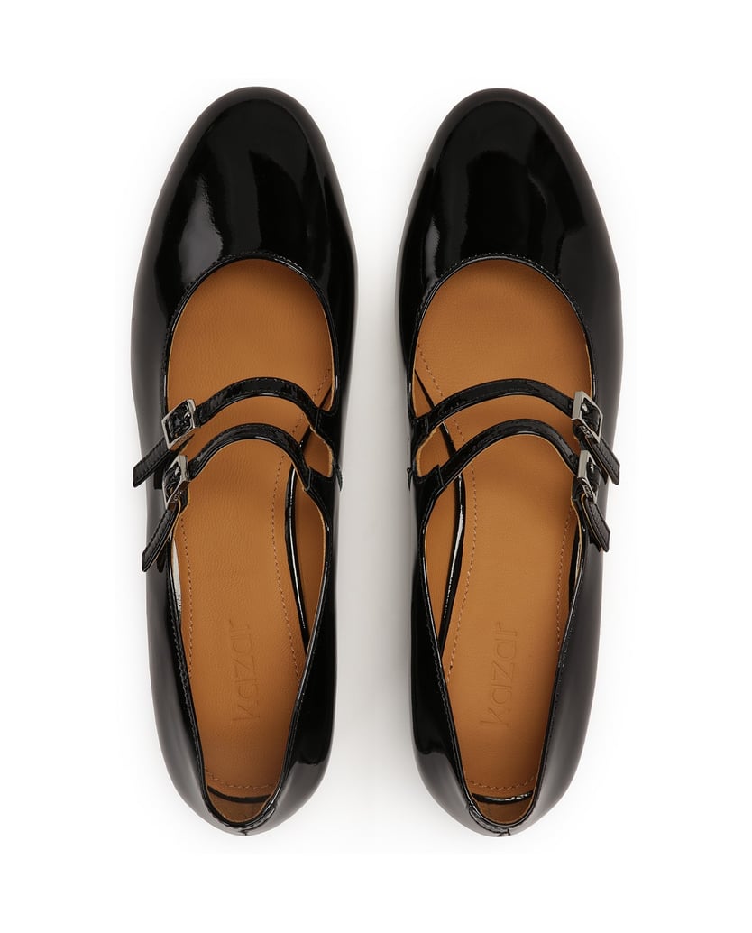 Kazar-Schwarze-Mary-Jane-Pumps-aus-Lackleder-mit-zwei-Riemen-schwarz