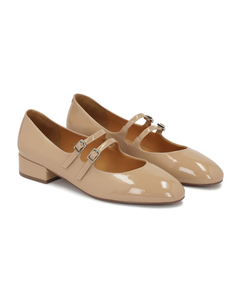 Kazar-Beigefarbene-Mary-Jane-Pumps-aus-Lackleder-beige