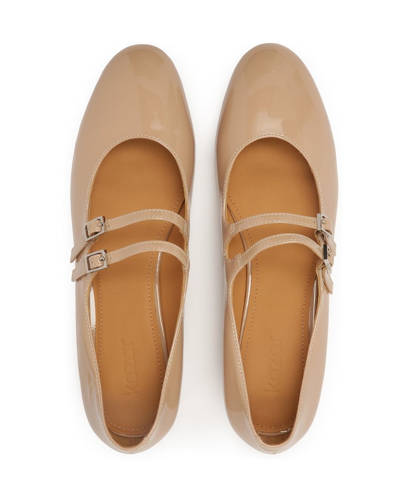 Kazar-Beigefarbene-Mary-Jane-Pumps-aus-Lackleder-beige