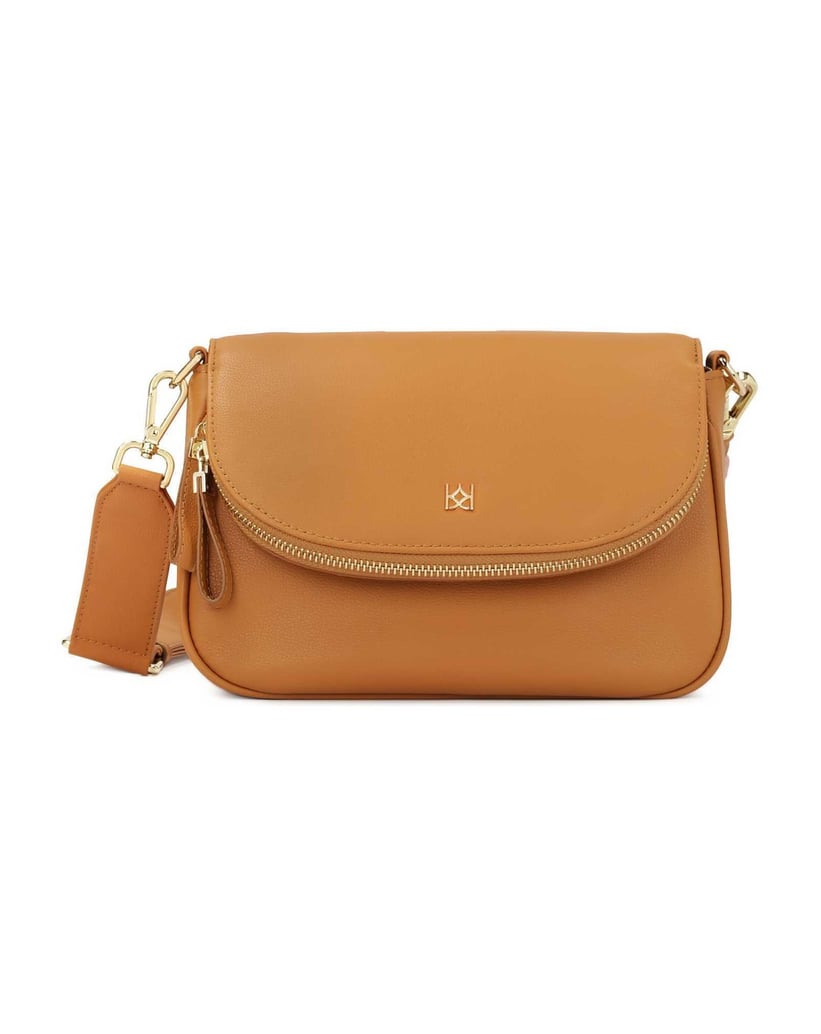 Kazar-Kleine-Lederhandtasche-an-einem-breiten-Riemen-camel