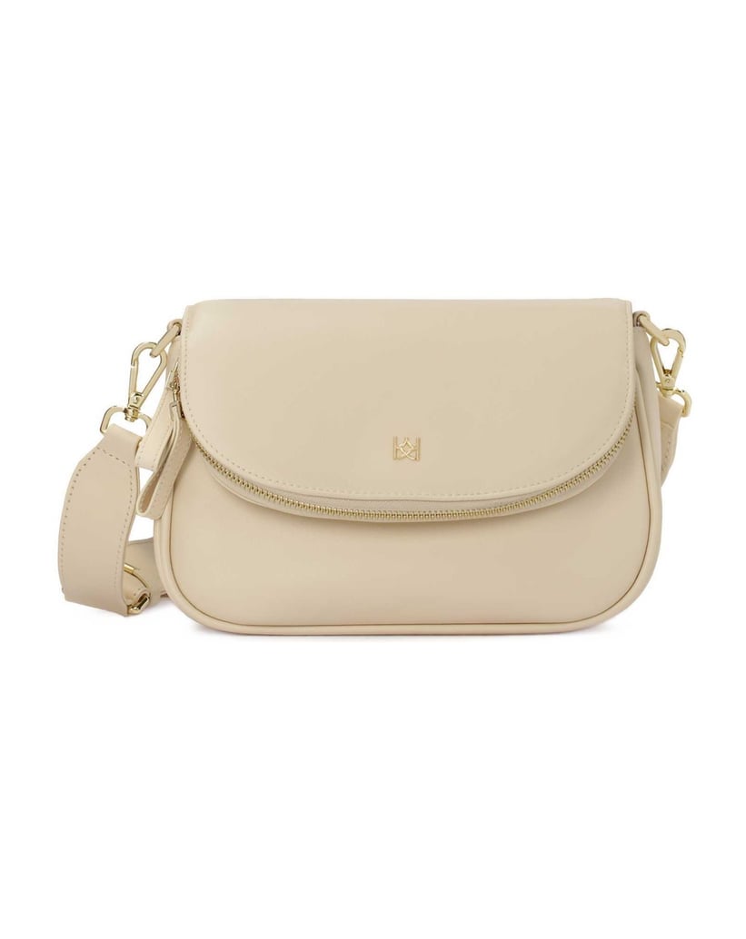 Kazar-Cremefarbene-Handtasche-mit-einer-Tasche-in-der-Klappe-weiss