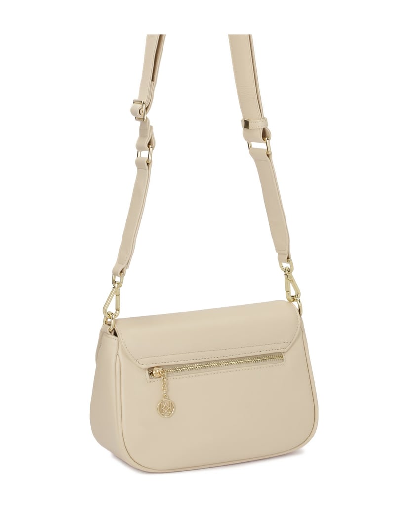 Kazar-Cremefarbene-Handtasche-mit-einer-Tasche-in-der-Klappe-weiss