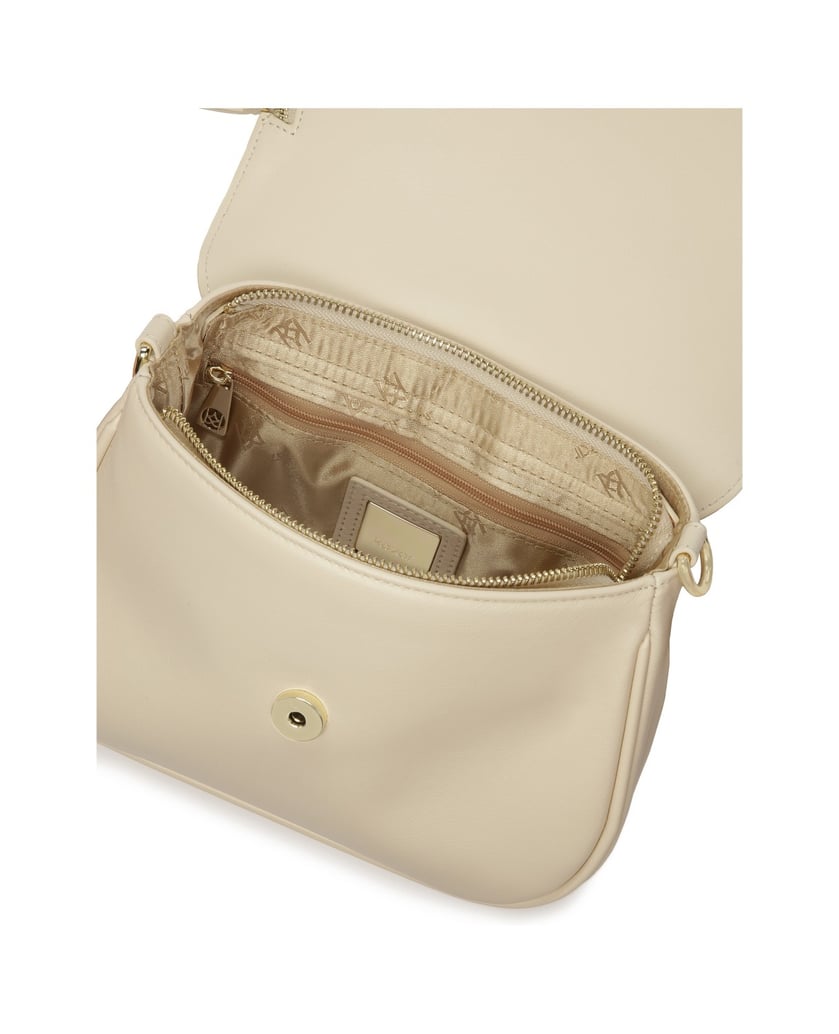 Kazar-Cremefarbene-Handtasche-mit-einer-Tasche-in-der-Klappe-weiss