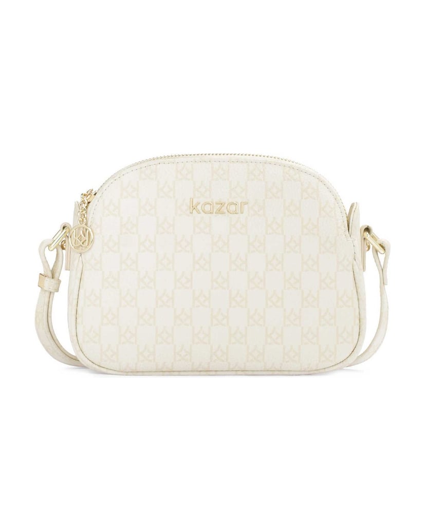 Kazar-KAZAR-Crossbody-aus-Leder-mit-Monogramm-weiss