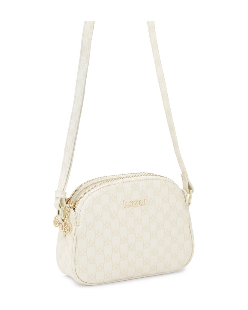 Kazar-KAZAR-Crossbody-aus-Leder-mit-Monogramm-weiss