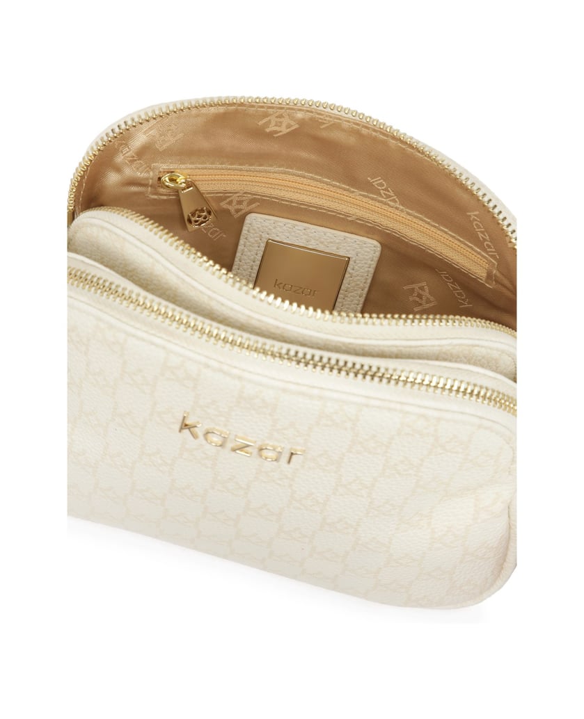 Kazar-KAZAR-Crossbody-aus-Leder-mit-Monogramm-weiss