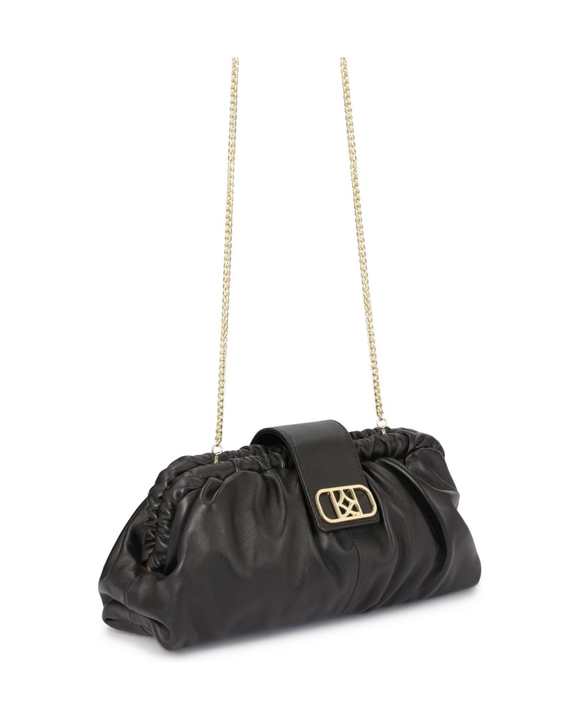 Kazar-Schwarze-Clutch-Handtasche-mit-auffälligem-Logo-schwarz