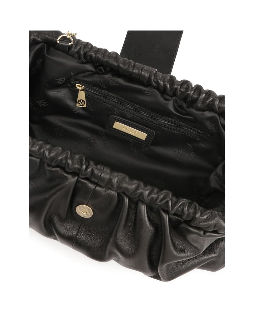 Kazar-Schwarze-Clutch-Handtasche-mit-auffälligem-Logo-schwarz