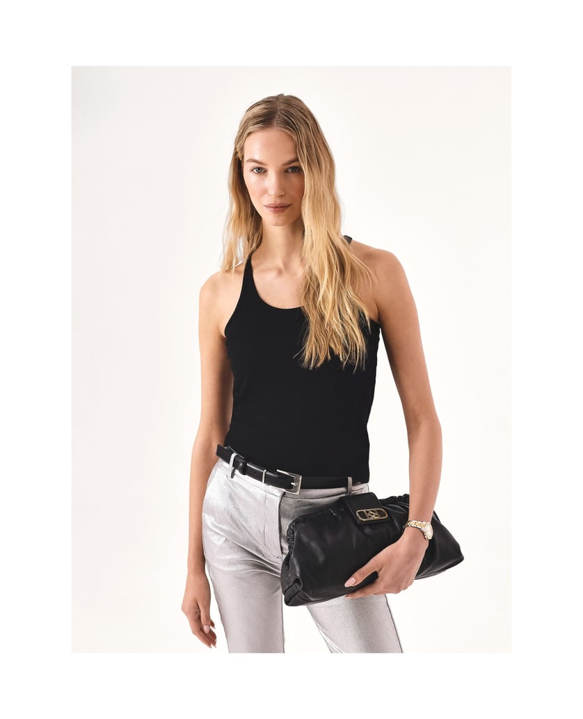 Kazar-Schwarze-Clutch-Handtasche-mit-auffälligem-Logo-schwarz