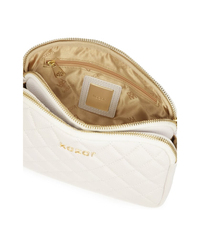 Kazar-Weiße-Handtasche-mit-auffälliger-Steppung-weiss