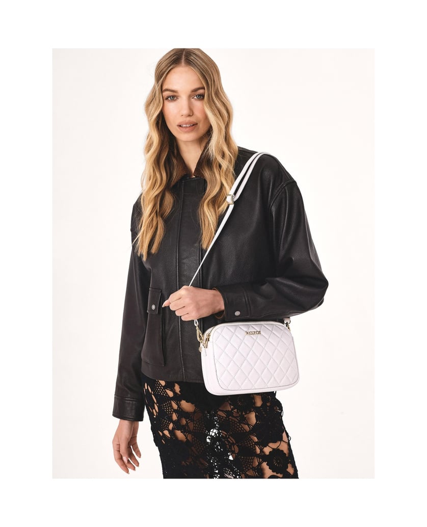 Kazar-Weiße-Handtasche-mit-auffälliger-Steppung-weiss