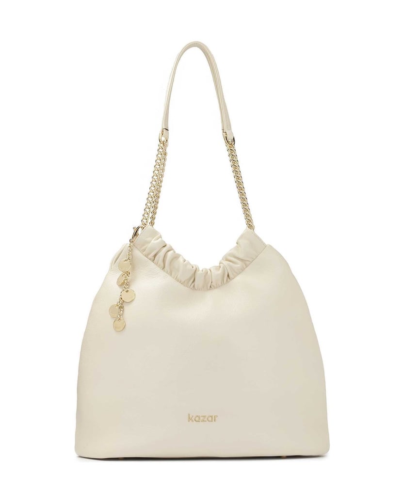 Kazar-Cremefarbene-Handtasche-mit-lockerem-Schnitt-und-zwei-Henkeln-weiss