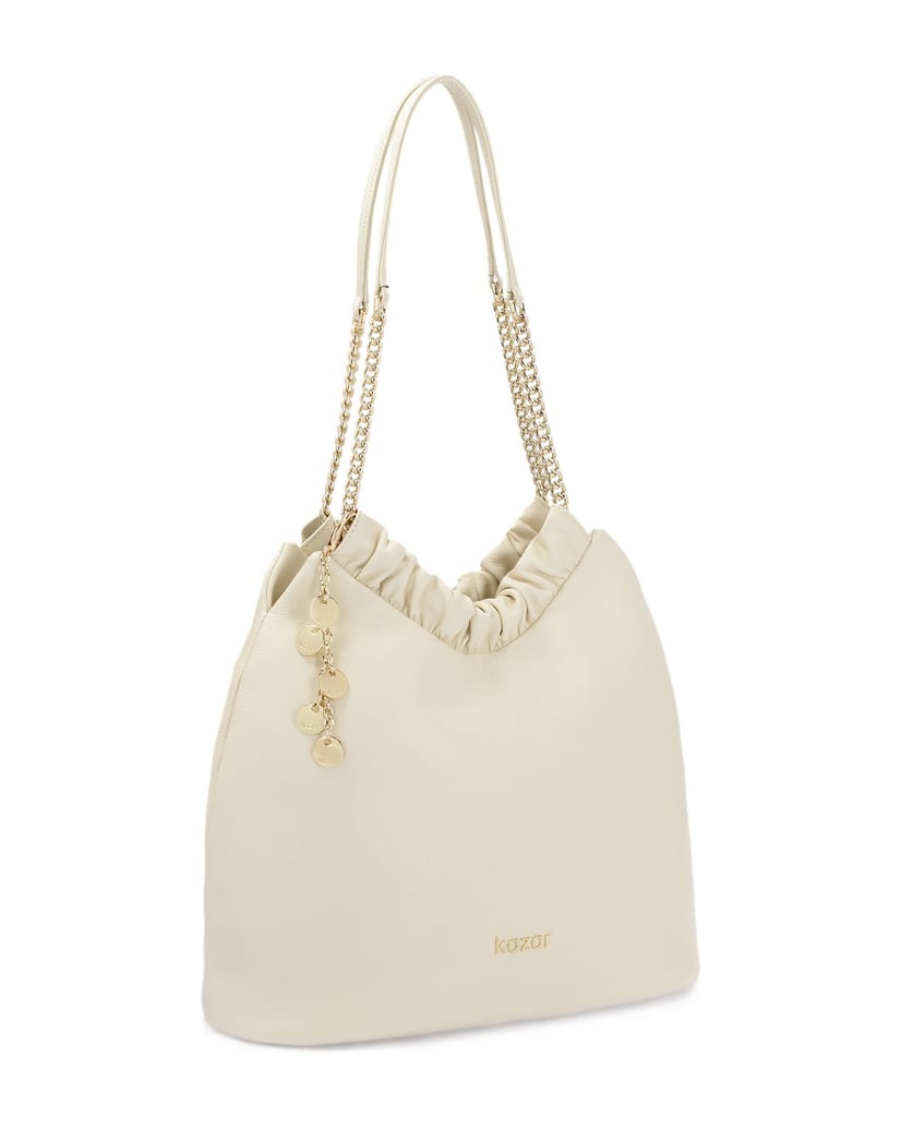 Kazar-Cremefarbene-Handtasche-mit-lockerem-Schnitt-und-zwei-Henkeln-weiss