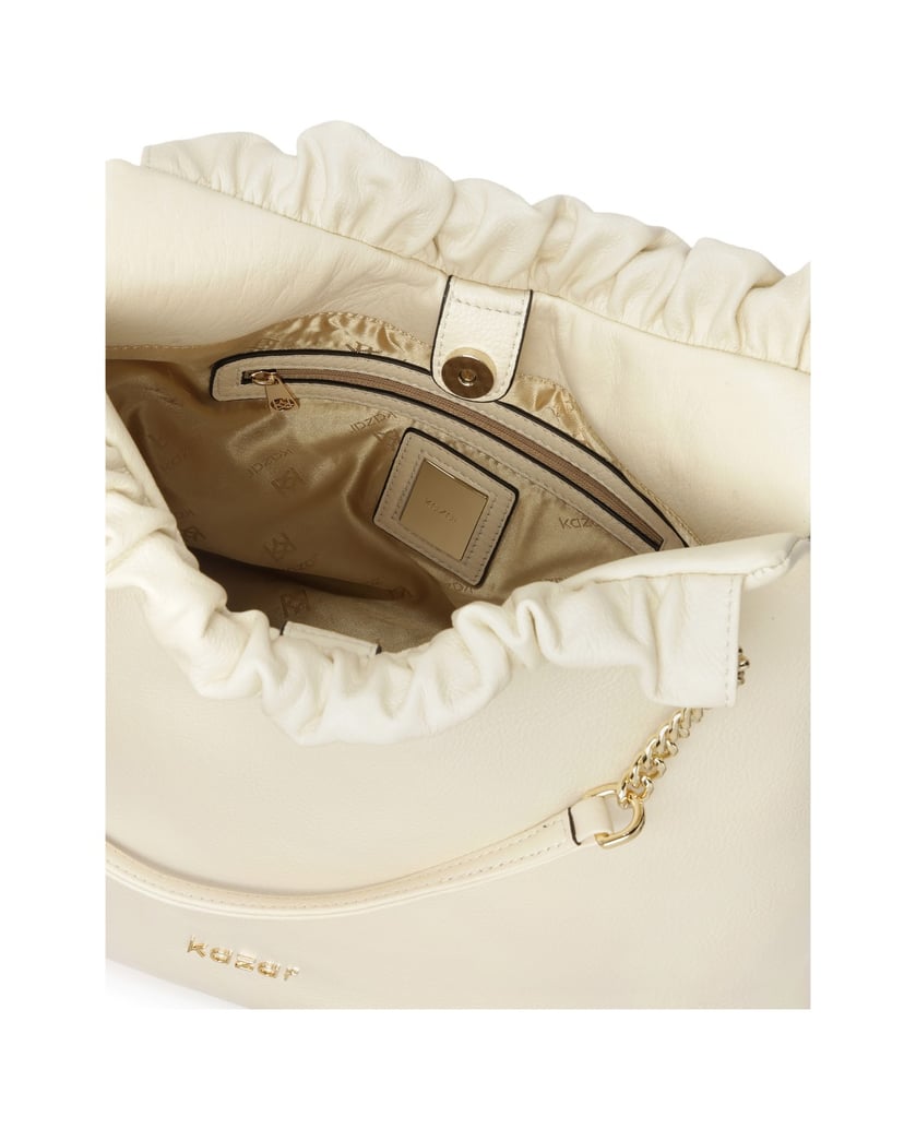 Kazar-Cremefarbene-Handtasche-mit-lockerem-Schnitt-und-zwei-Henkeln-weiss