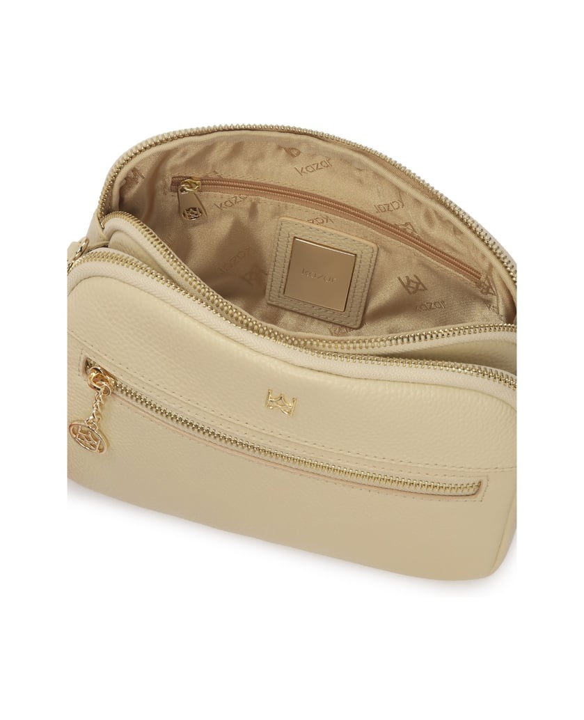 Kazar-Cremefarbene-Lederhandtasche-mit-3-Fächern-weiss