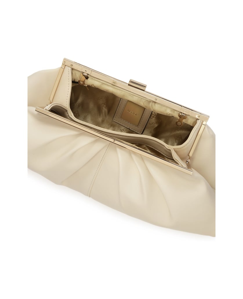 Kazar-Gelegentliche-Clutch-Tasche-aus-cremefarbenem-Leder-weiss