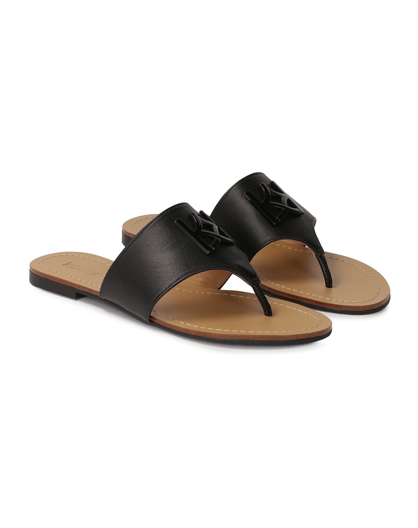 Kazar-Schwarze-Leder-Flip-Flops-mit-breitem-Riemen-schwarz