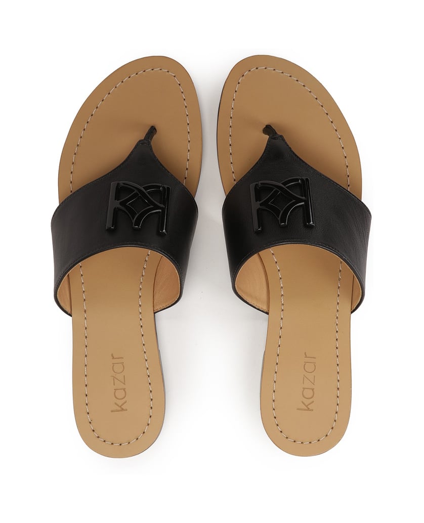 Kazar-Schwarze-Leder-Flip-Flops-mit-breitem-Riemen-schwarz