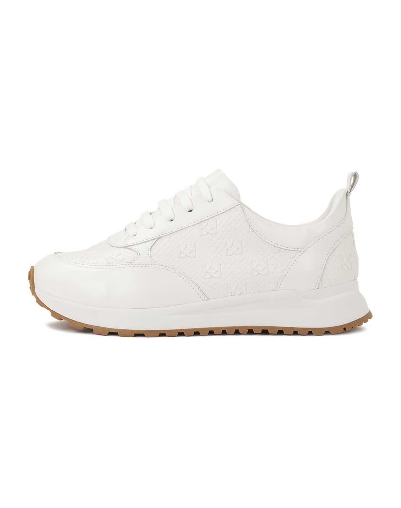 Kazar-Weiße-Leder-Kombi-Sneakers-mit-Monogramm-weiss