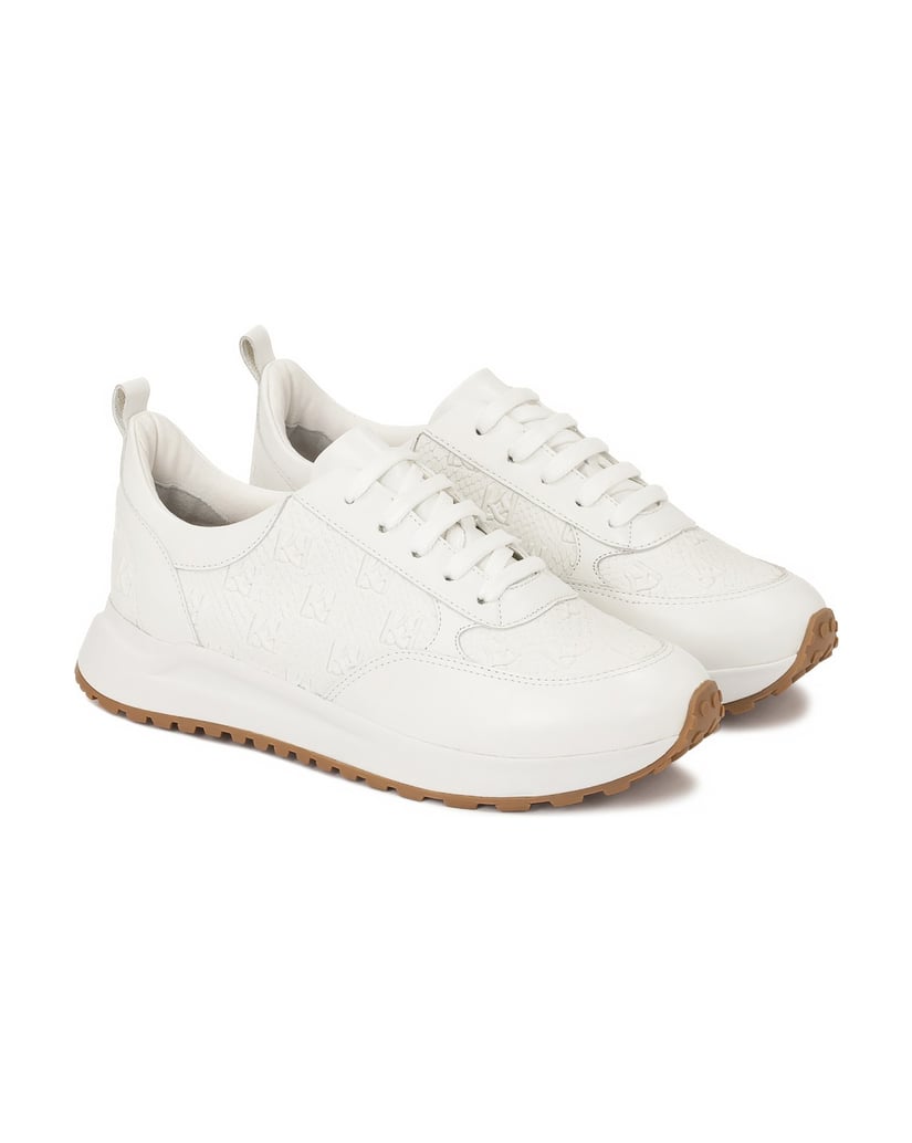 Kazar-Weiße-Leder-Kombi-Sneakers-mit-Monogramm-weiss