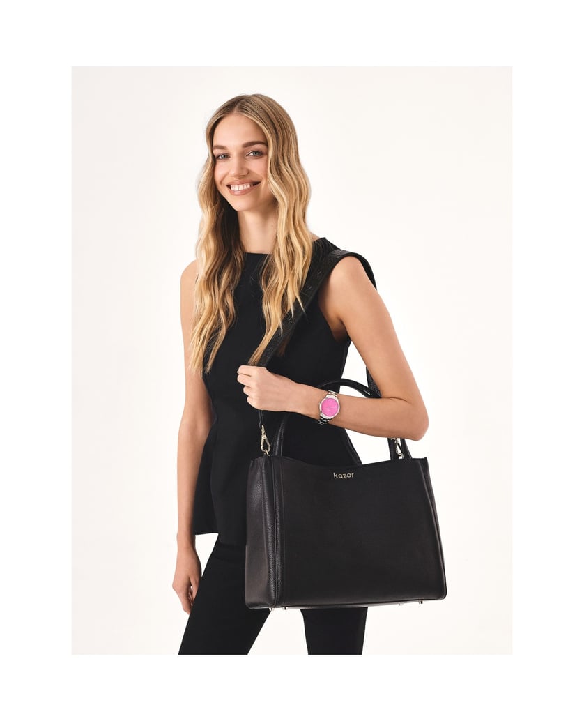 Kazar-Große-schwarze-Handtasche-aus-weichem-Leder-schwarz