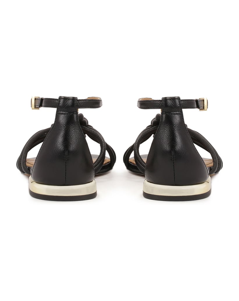 Kazar-Schwarze-flache-Sandalen-mit-goldenem-Absatz-schwarz